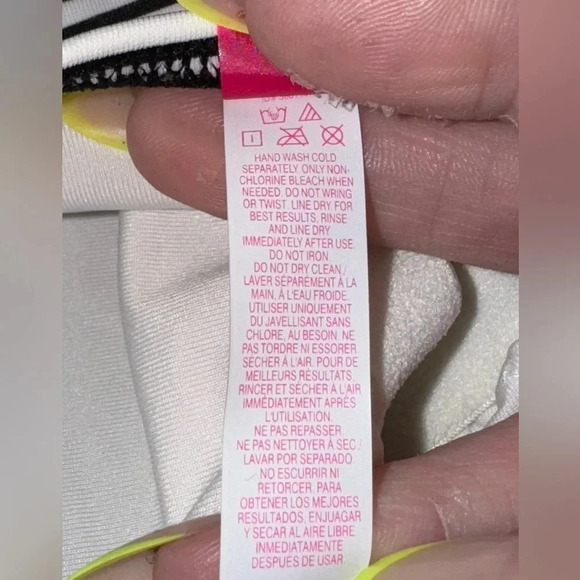 VICTORIA SECRET CAP SLEEVE OFF THE SHOULDER B&W STRIPE CROP BIKINI TOP XSMALL - Picture 10 of 13